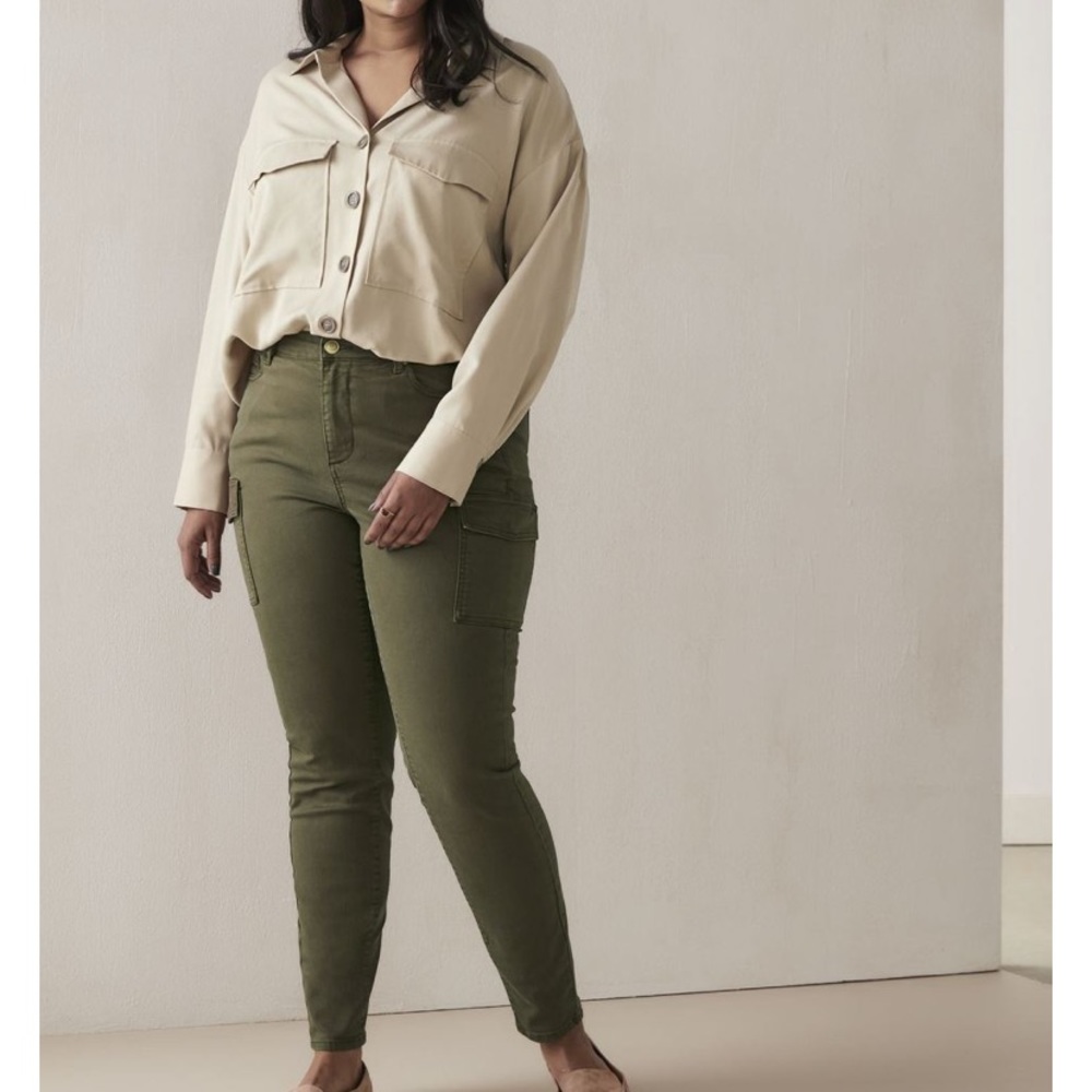 Skinny stretch Khaki Cargo Jeans, Forest Night 10